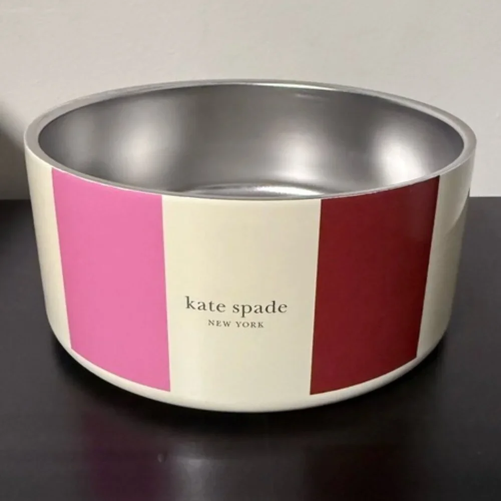 Kate Spade‎ Stainless Steel Striped Dog Bowl | 32 oz. | Brand NEW